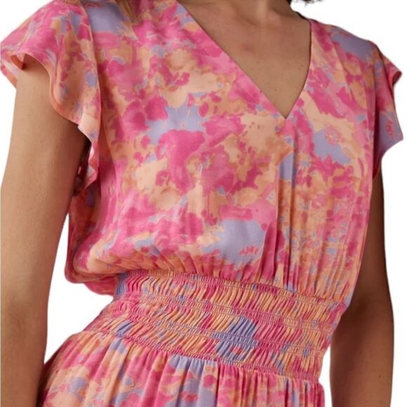 NWT Rails Tara Flutter Sleeve Smocked Waist Mini Dress in Passion Flower Size M - Picture 3 of 12
